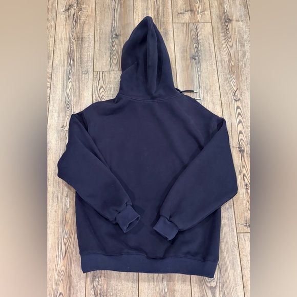 Elfric Eden Fleece Lined Hoodie Navy Blue Smiley Cloud Graphic Size S - Picture 9 of 11